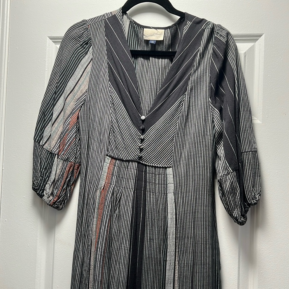 UNIVERSAL THREAD stripe midi prairie dress boho gray S
